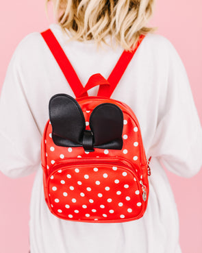 Red Dotted Mini Bow Backpack
