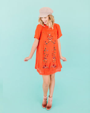 Pumpkin Spice Embroidered Dress
